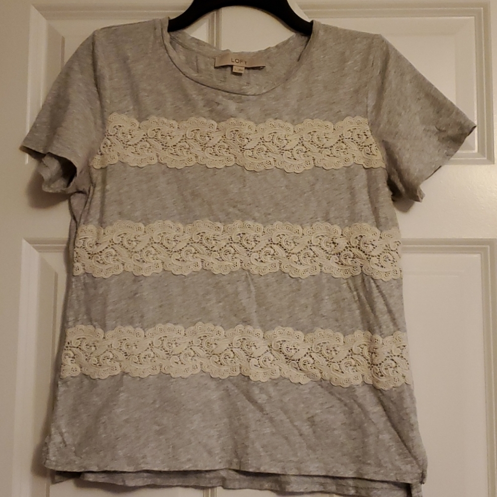 Loft Lace Striped T-shirt